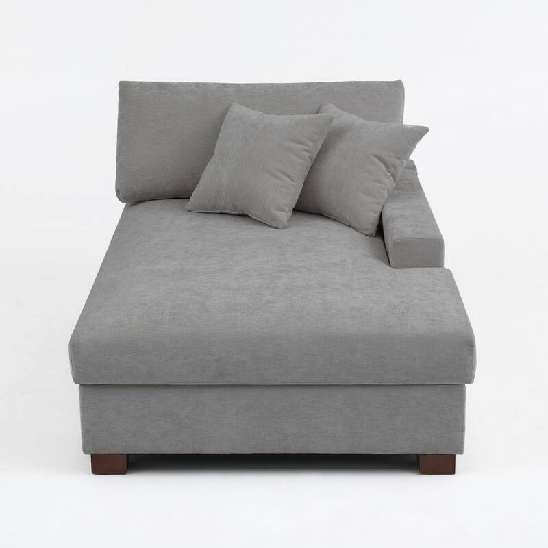 Oversized Chenille Modular Chaise Lounge With Deep Seat