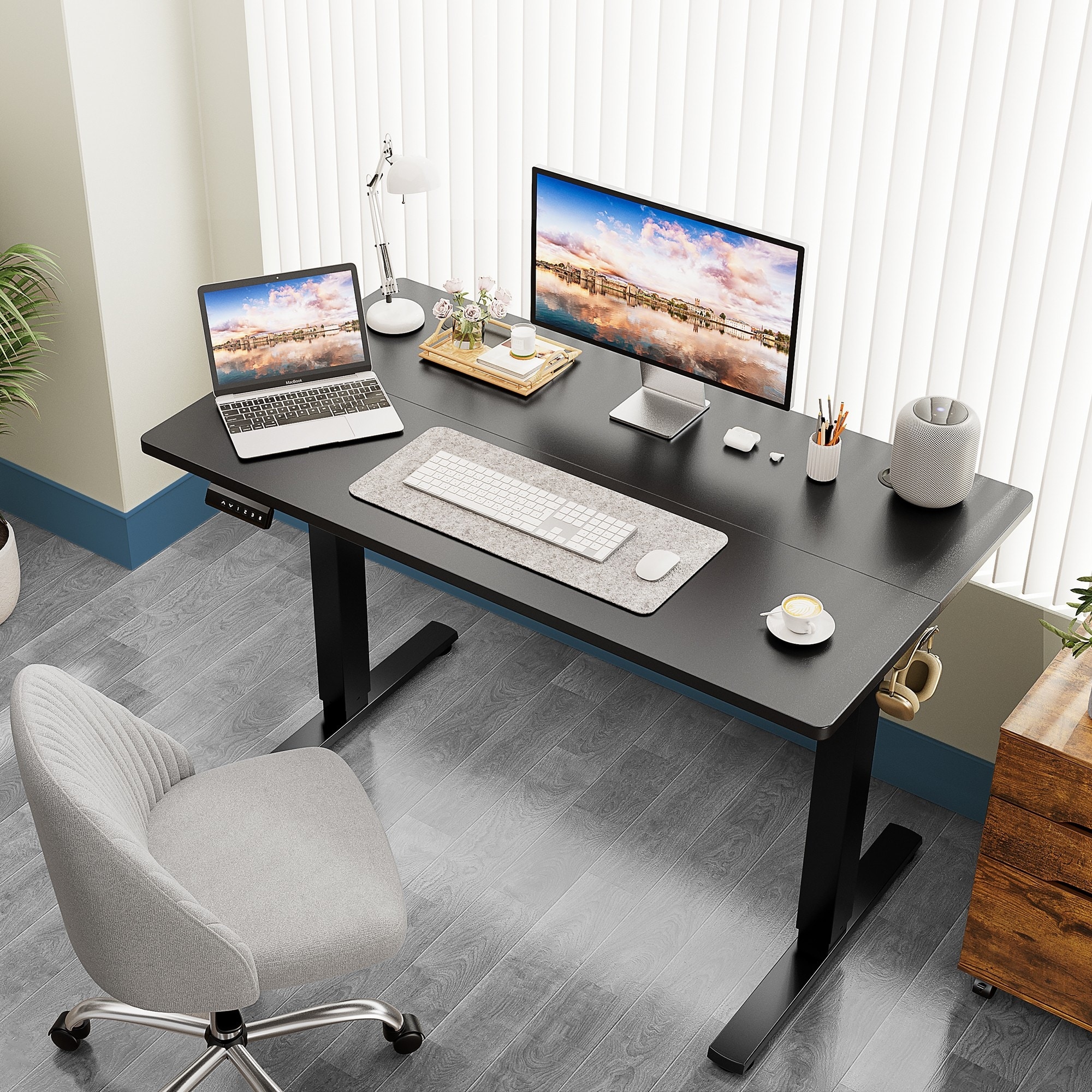 Standing Desk Adjustable Height, Electric Sit Stand up Desk for Home Office, Modern Rising Work Table for Computer,Workstation