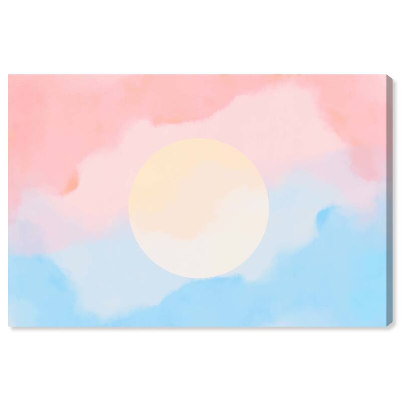 Wynwood Studio Canvas Abstract Pastel sun Blue and Light Blue Mid-Century Modern Wall Art Canvas Print