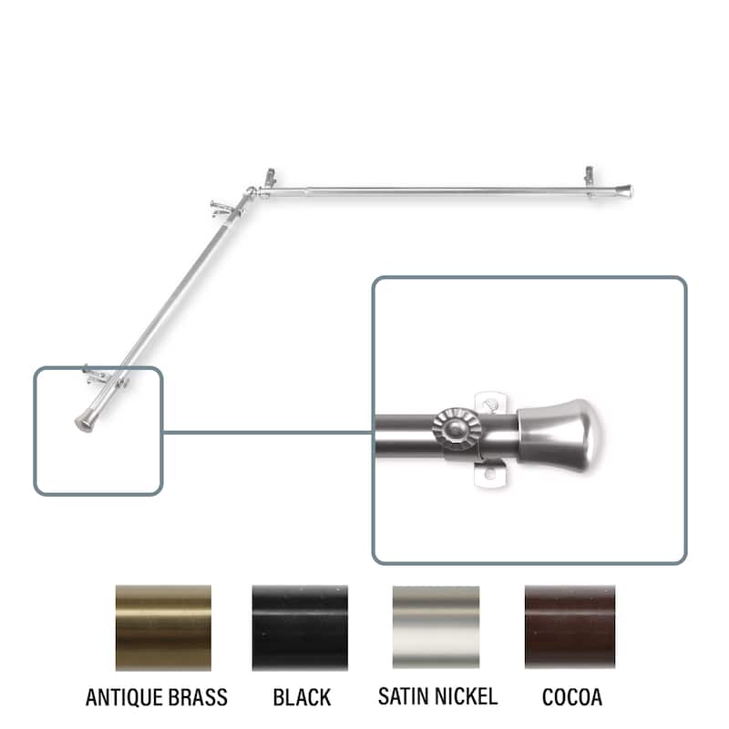 InStyleDesign 13/16" Single Corner Curtain Rod - 48 to 84 inches - Satin Nickel