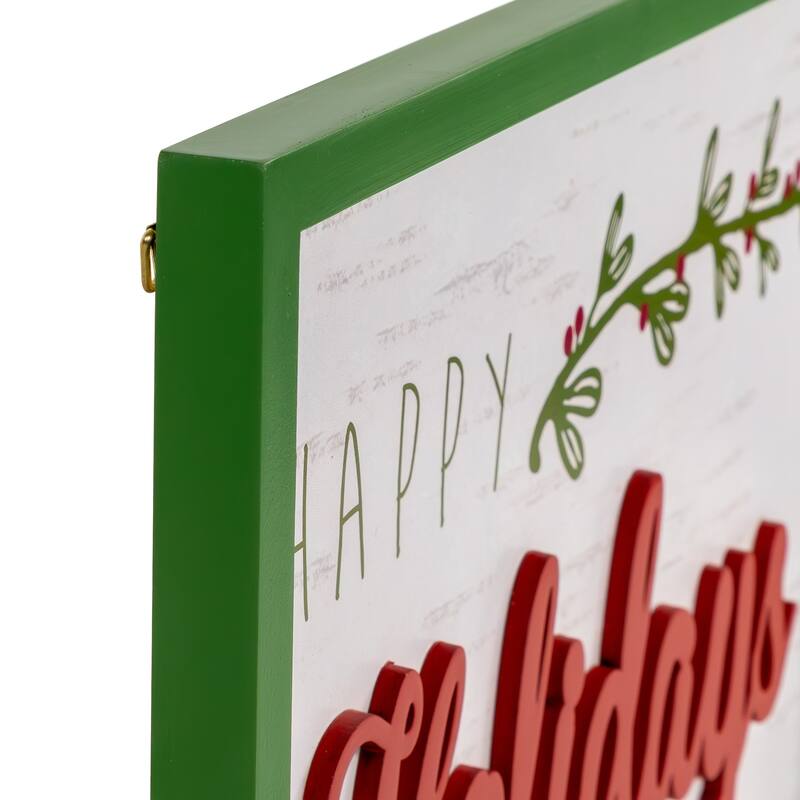 15.75" Framed "Happy Holidays" Christmas Wooden Wall Sign
