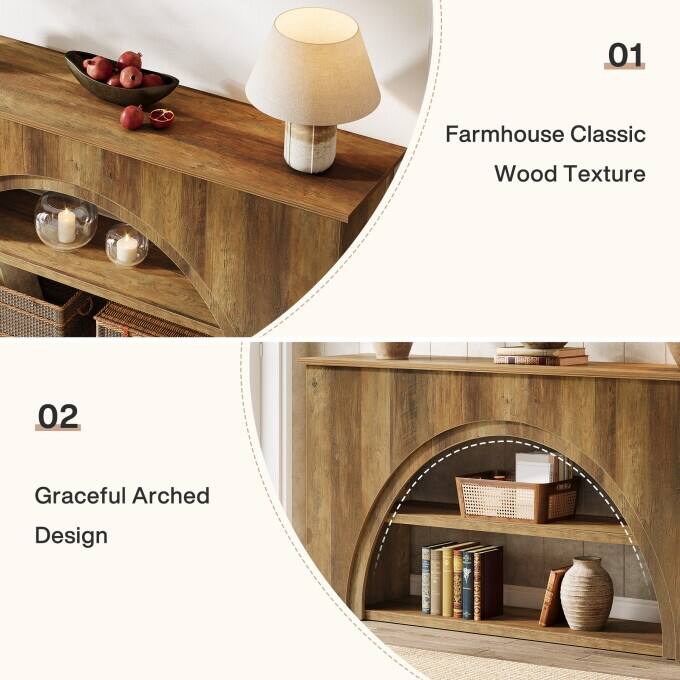 Solid Wood End Table, 2 Tiers Round Side Table, Farmhouse Nightstand