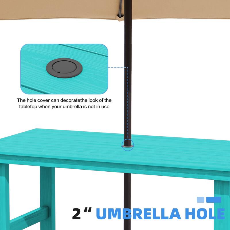 5-Piece HDPE Outdoor Dining Table Sets with Umbrella Hole - 1-Table 4-Chairs