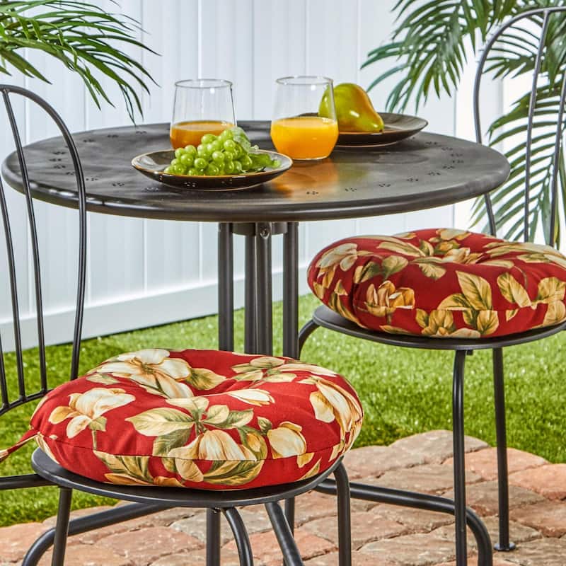 Outdoor 15-inch Roma Floral Bistro Chair Cushions (Set of 2)