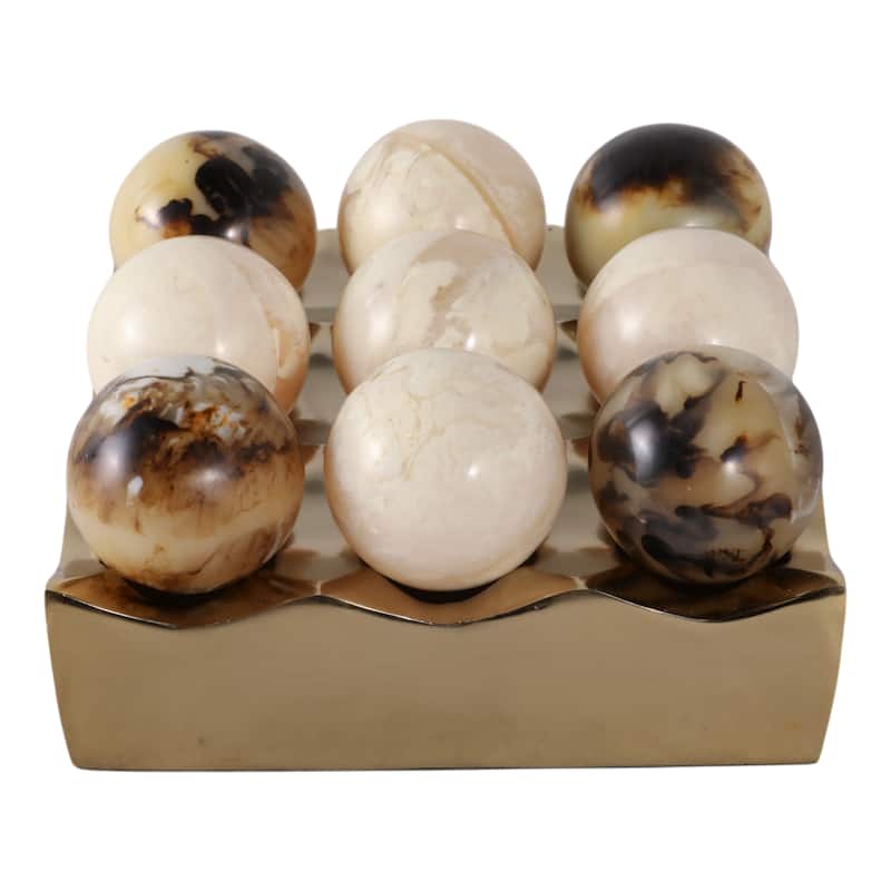 Metal and Marble Game Decor Piece Decorative Sculpture for Home Office - 10" x 10" x 3"