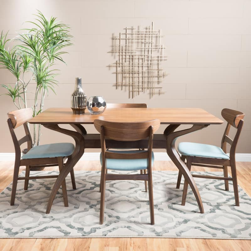 Idalia 5-piece Dining Set by Christopher Knight Home - Natural Walnut + Mint