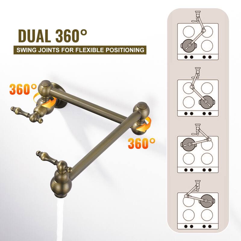 WOWOW Wall Mounted Pot Filler Faucet with Double Joints