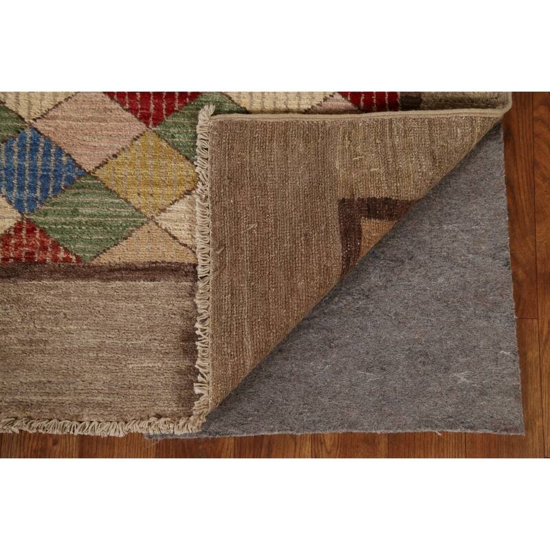 Hand Knotted Oriental 100% Wool Carpet Tribal Geometric Brown Gabbeh (kashkoli) Runner Rug - 10' 9'' X 2' 8''