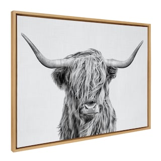 Kate and Laurel Sylvie Highland Cow 2 Framed Canvas by Simon Te of Tai Prints
