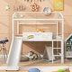preview thumbnail 1 of 36, Playhouse Inspired Twin Size House Loft Bed with Slide & Writable Board White