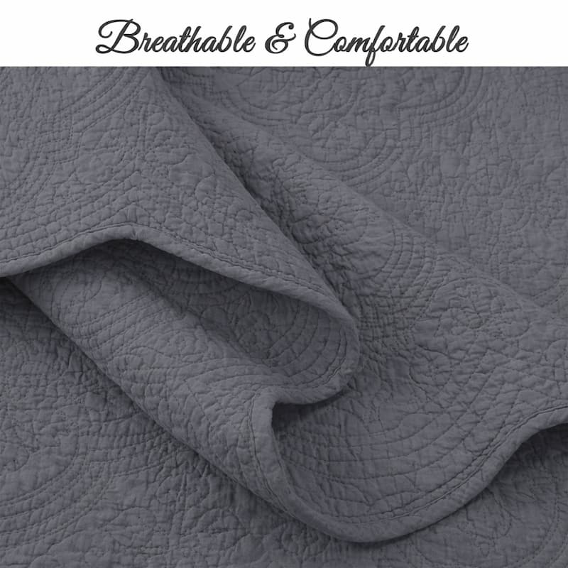 Copper Grove Sagano Blantyre Scalloped Edge (White, Ivory, Green, or Gray) Cotton 3-piece Quilt Bedding Set