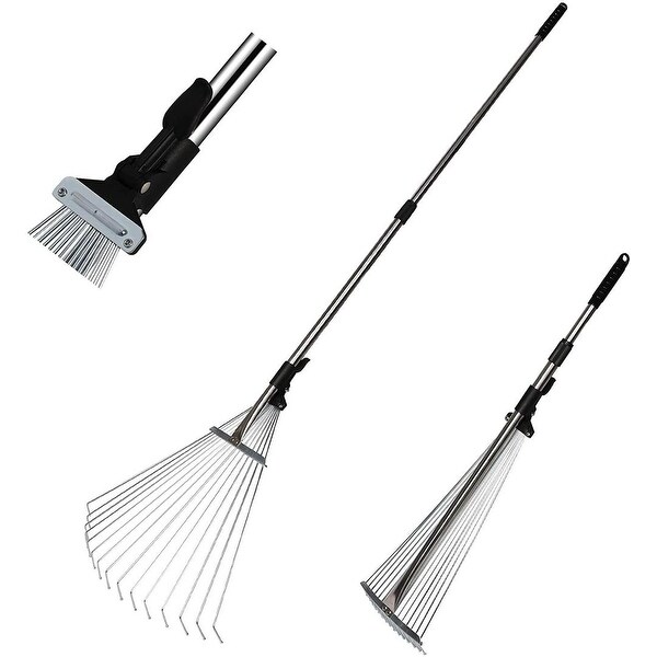 Garden Leaf Rake Adjustable 62.6" with Expandable 7.5"-20" Width - 32" - 62.6” - Image 5