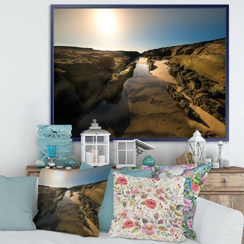 Designart "Beautiful Landscape at Norah Head" Landscape Framed Canvas Art Print