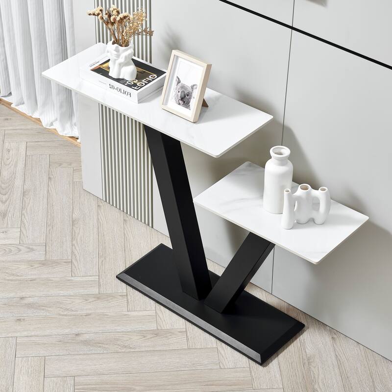 Modern Console Table with Metal Frame and Adjustable Foot Pads
