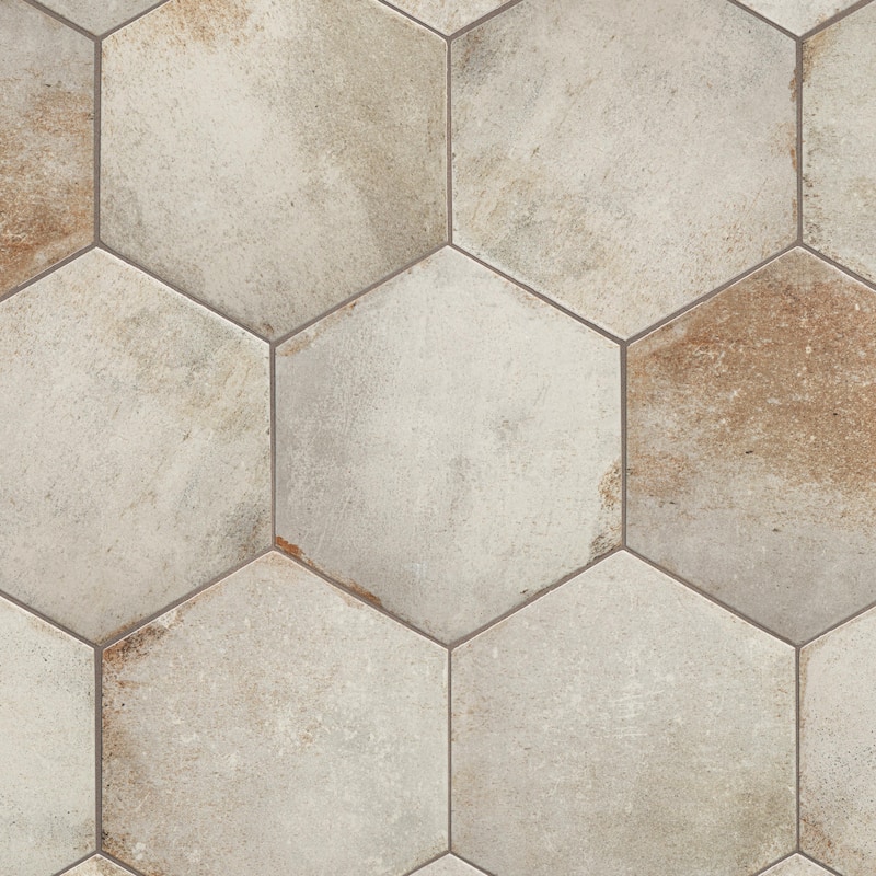 Merola Tile D'Anticatto Hex Bianco 11" x 12-3/4" Porcelain Floor and Wall Tile