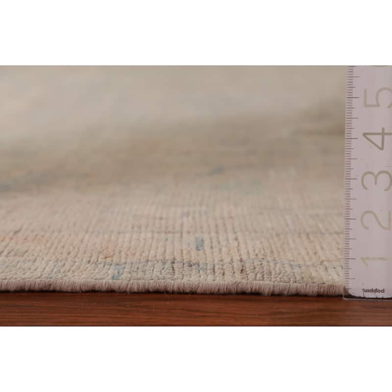 Hand Knotted Oriental 100% Wool Carpet Transitional All-Over Navy Blue & Blues Oushak Area Rug - 12' 2'' X 9' 6''