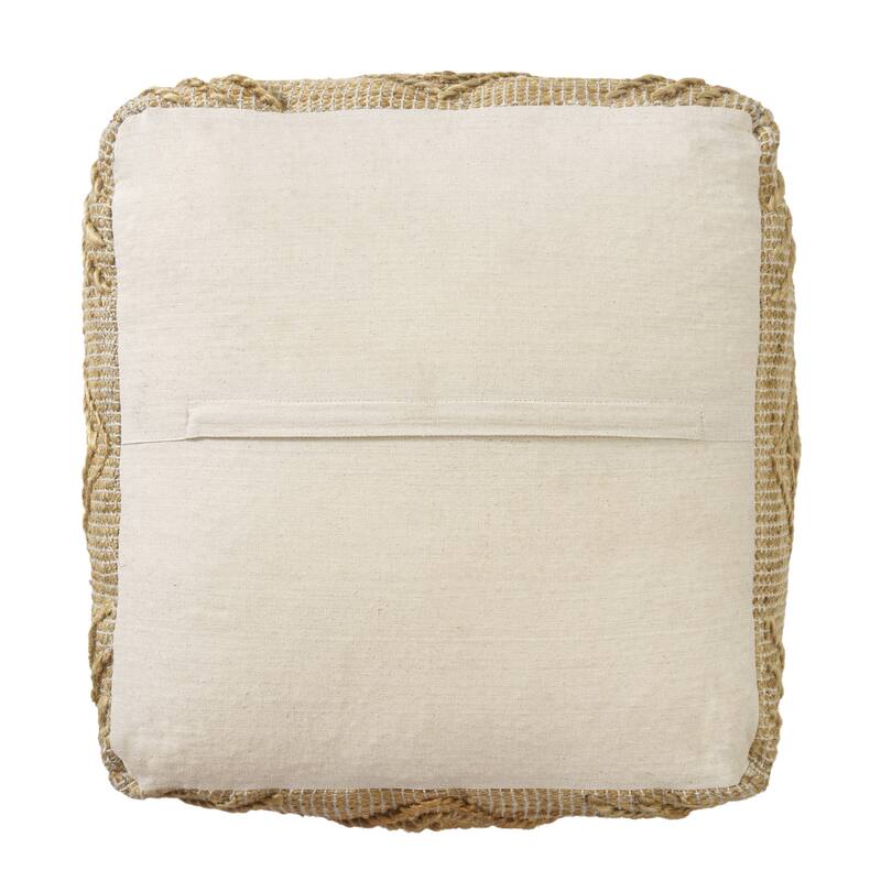 Sevita Natural Diamond Geometric Hand-Woven Pouf