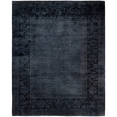 Overdyed One-of-a-Kind Hand-Knotted Area Rug - Black - 8' 3" x 10' 1"