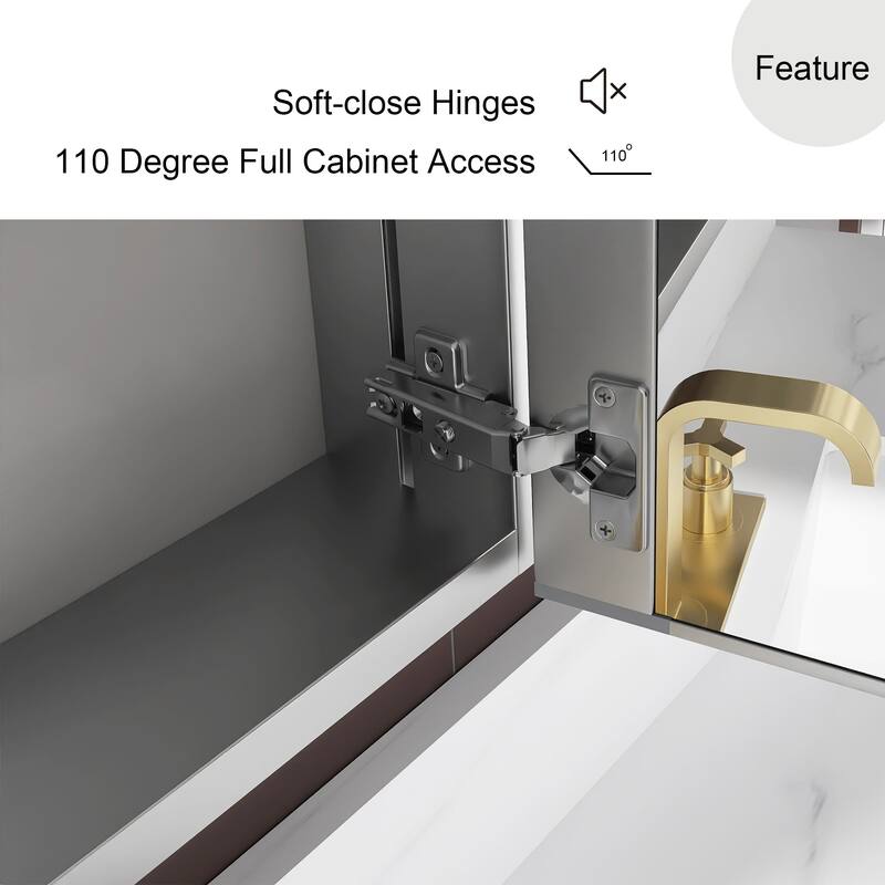 Rectangular Aluminum Recessed Mount/Surface Mount Medicine Cabinet with Mirror and Adjustable shelves