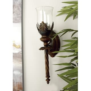 Brown Glass Single Candle Wall Sconce - 5 x 7 x 18