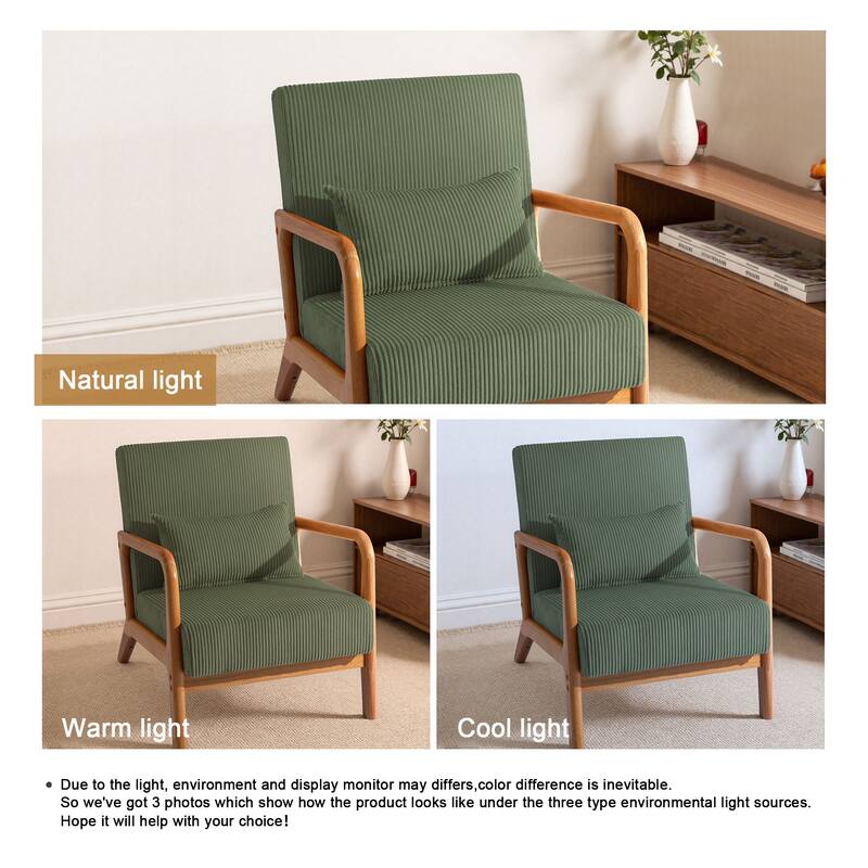 25" W Mid Century Upholstered Wood Accent Chair with Pillow
