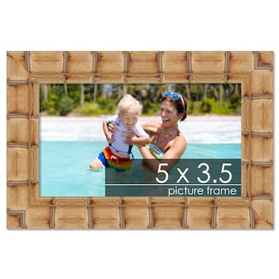 5x3.5 Bamboo Natural Wood Picture Frame - UV Acrylic, Foam Board Backing, & Hanging Hardware Included!