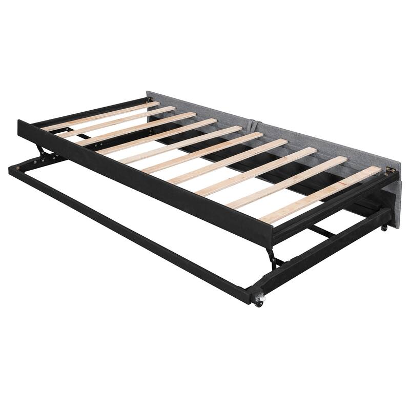 Twin Size Upholstered Daybed with Pop-Up Trundle & USB Charging Ports