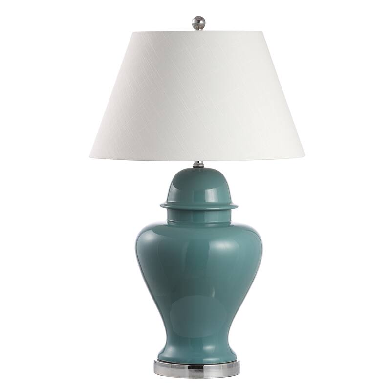 Watts 33" Ceramic/Iron Modern Classic LED Table Lamp, Green by JONATHAN Y