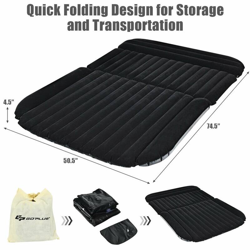 Car Backseat Air Mattress with Independent Airbags and Soft Flocking Cover Travel Camping Bed