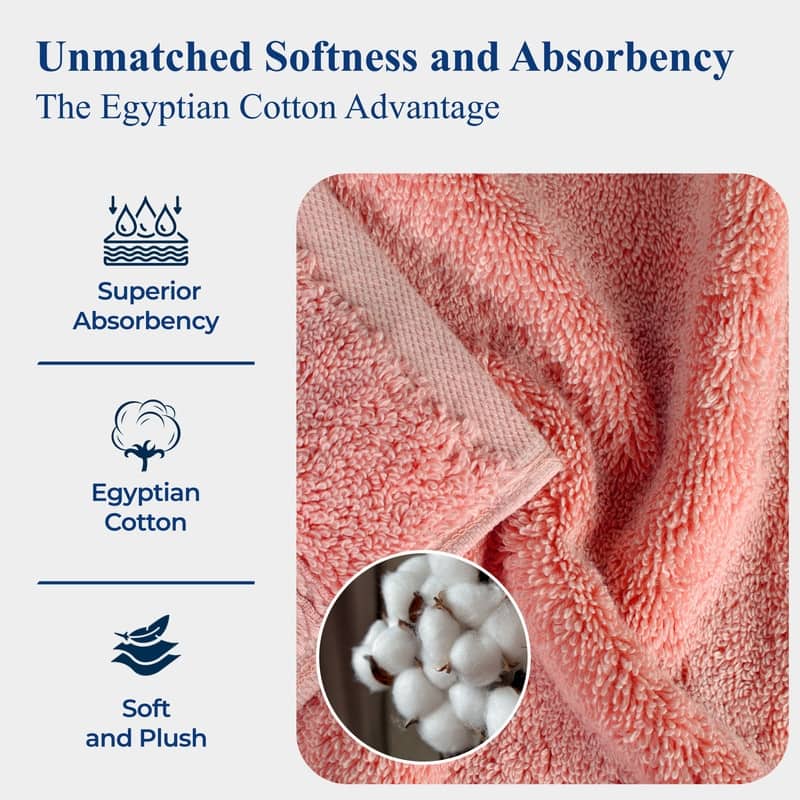 Superior Luxury Egyptian Cotton Bath Towel Set of 4 Ultra Plush, Heavyweight, Absorbent Spa & Hotel Quality Bath Towels Set