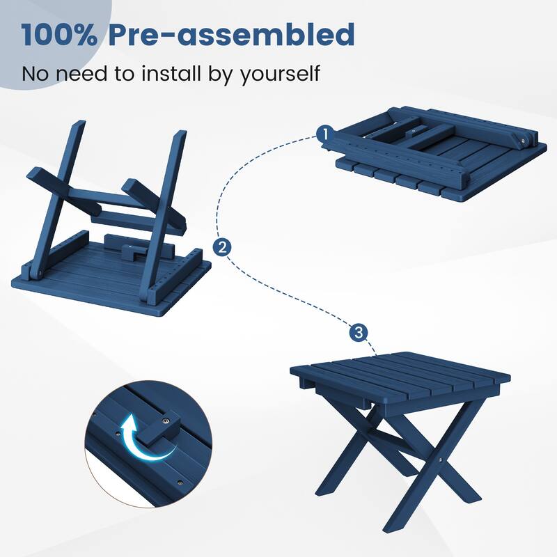 Outdoor Patio HDPE Foldable Side Table, Waterproof & Weather Resistant
