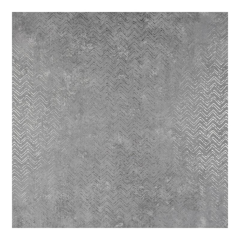Brewster Luna Pewter Distressed Chevron Wallpaper - 27.5 x 396 x 0.025