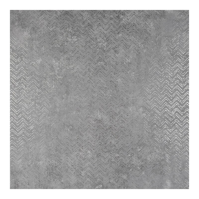 Brewster Luna Pewter Distressed Chevron Wallpaper - 27.5 x 396 x 0.025