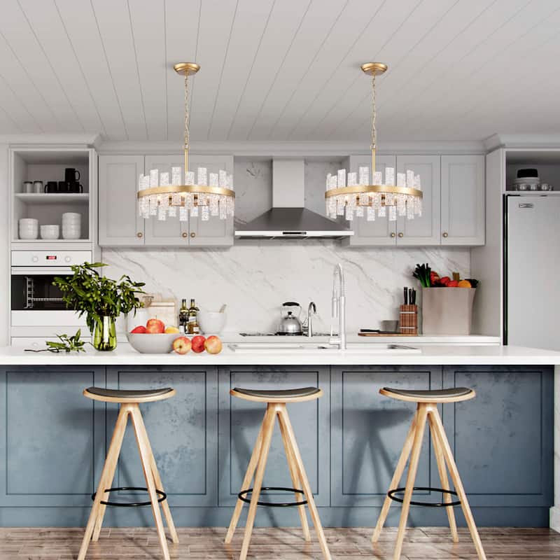Casandra 6-light Drum Glass Strip Chandelier