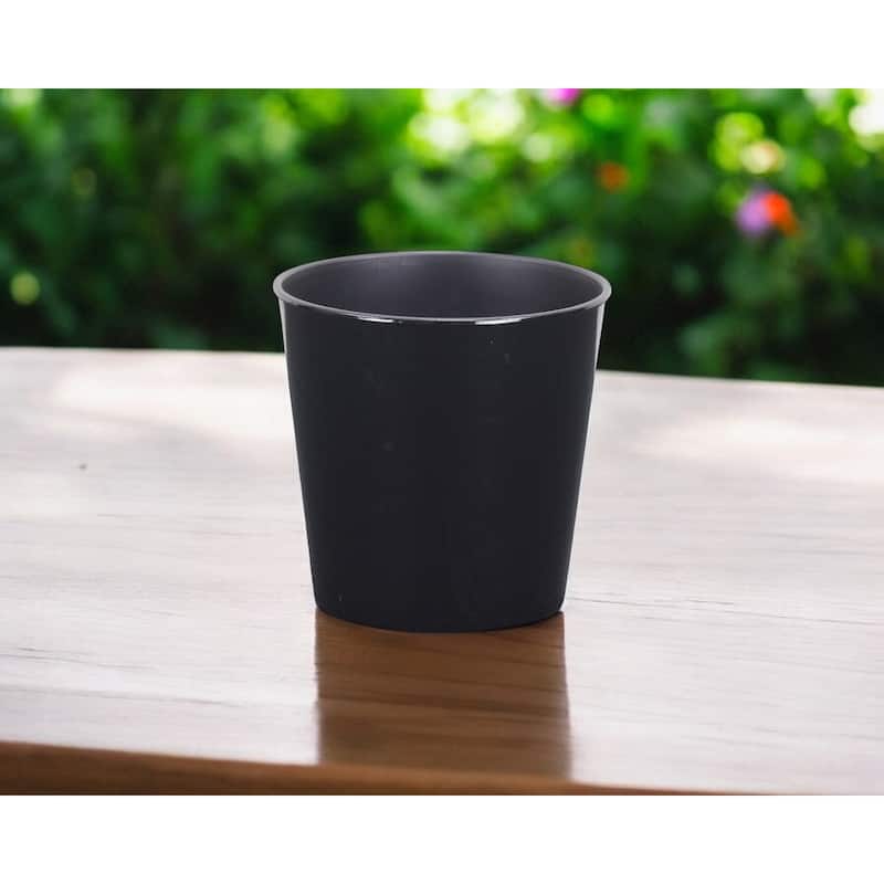 HomeRoots 5" Black Recycled Plastic Indoor Outdoor Round Pot Planter - Black