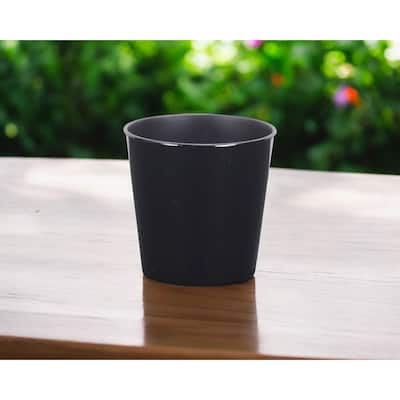 HomeRoots 5" Black Recycled Plastic Indoor Outdoor Round Pot Planter