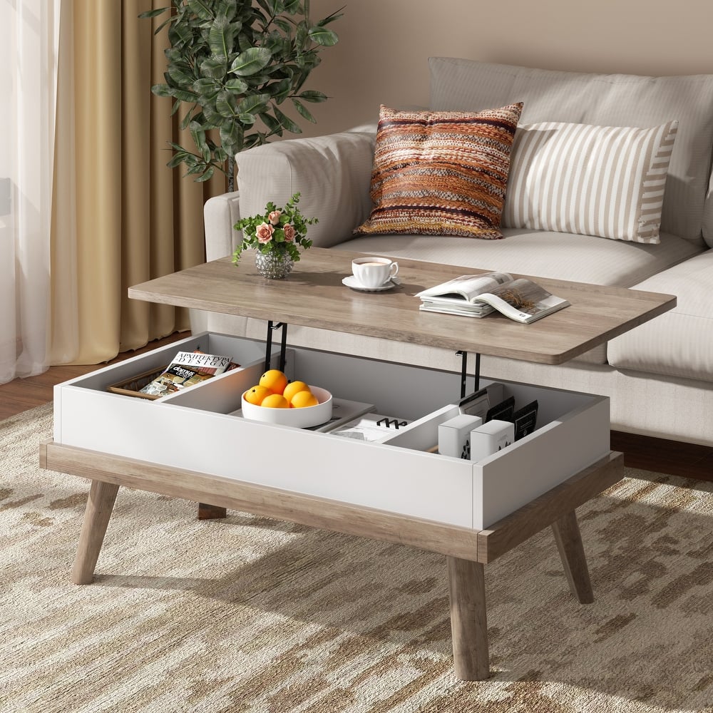 Wood Lift-Top Coffee Table with Hidden Storage