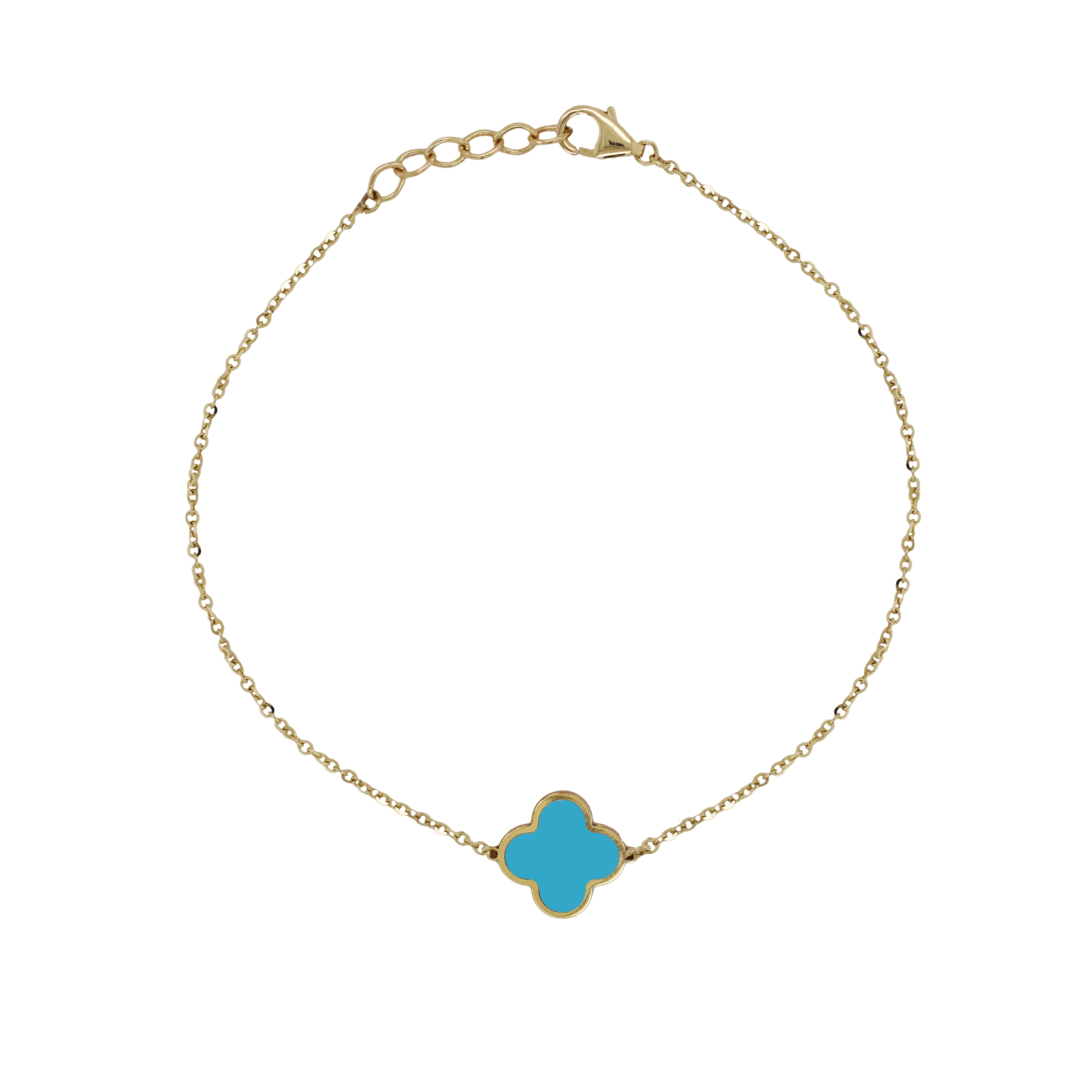 Joelle 14K Yellow Gold Single Clover Bracelet - Made in Italy 15mm Clover Size 1.40 grams