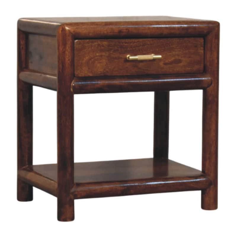 HomeRoots 20" Chestnut Solid Wood Square One Drawer Nightstand