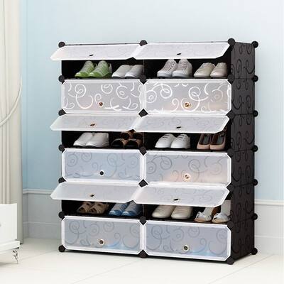 12-Cube Shoe Organizer Plastic Cabinet 6 Tier Modular closet cabinet