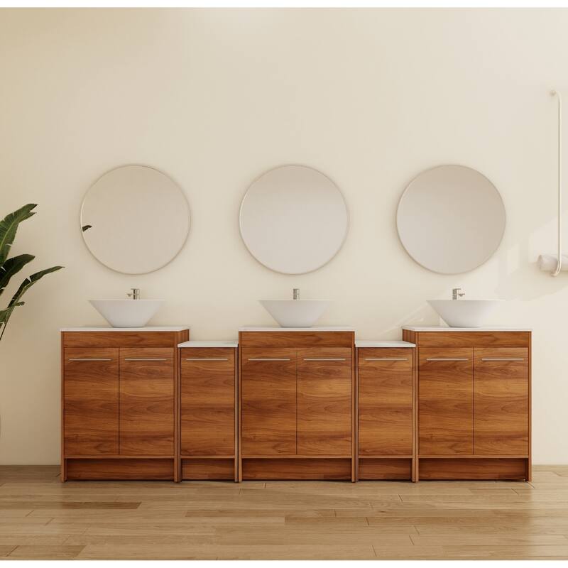 Malwee 72"/96" FreeStanding Bathroom Vanity, Floor Stand Bathroom Vanity with Ceramic Sink,Soft Close Door and Shelf