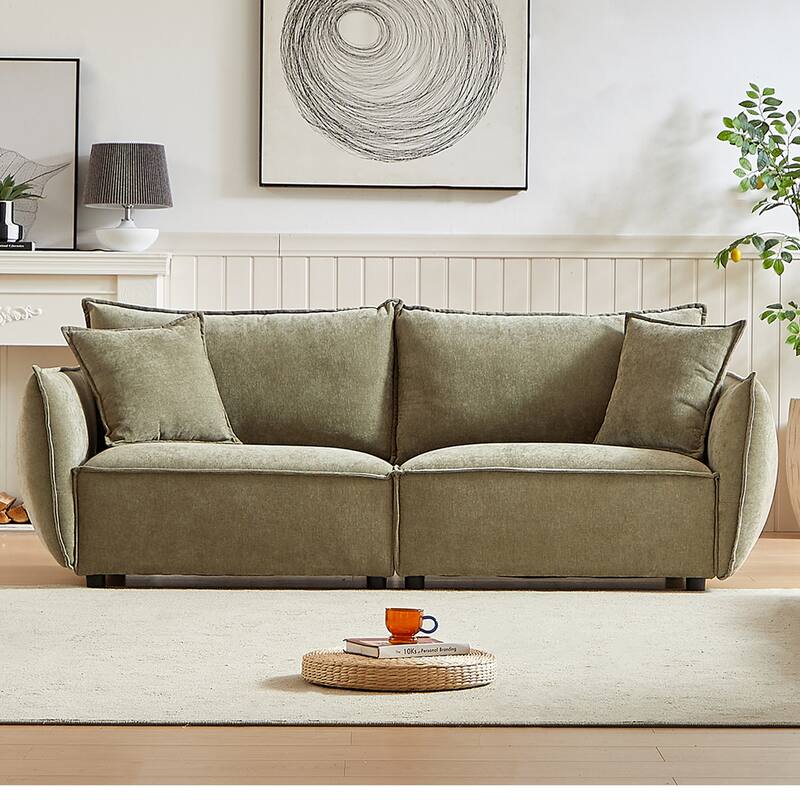 Convertible Chenille Sleeper Sofa Couch with Pillows, Modern Design for Living Rooms