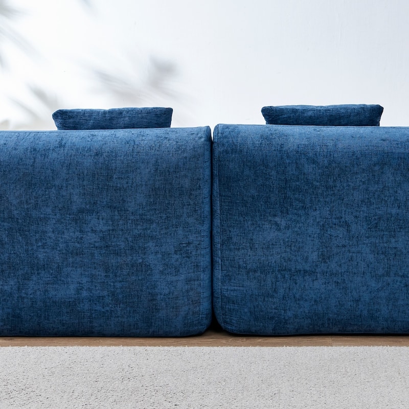 111.02" Curved Chenille Sectional Sofa, No Assembly Required