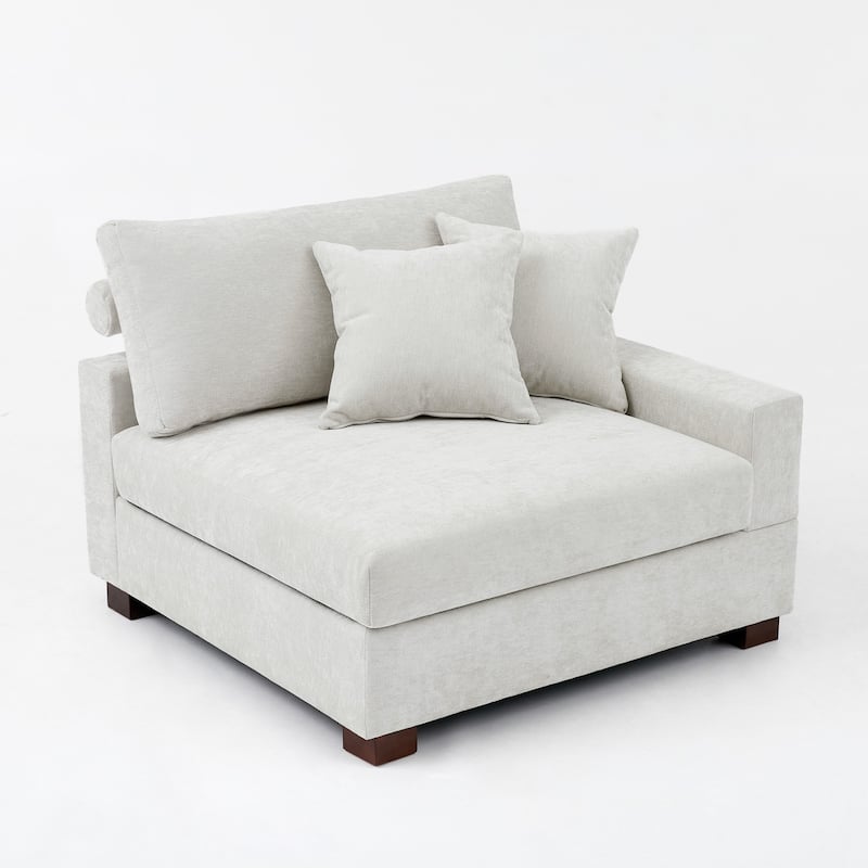 41" W Modern Chenille Corner Arm Accent Chair Sectional Module with Pillows