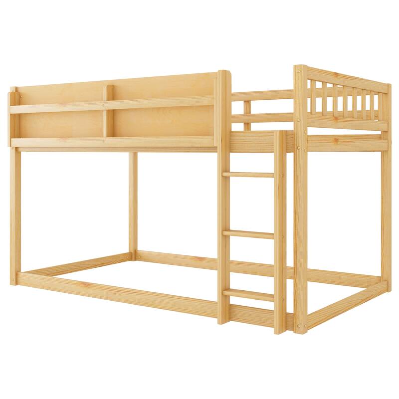 Rossetta Low Twin Over Twin Solid Wood Convertible Bunk Bed with Ladder