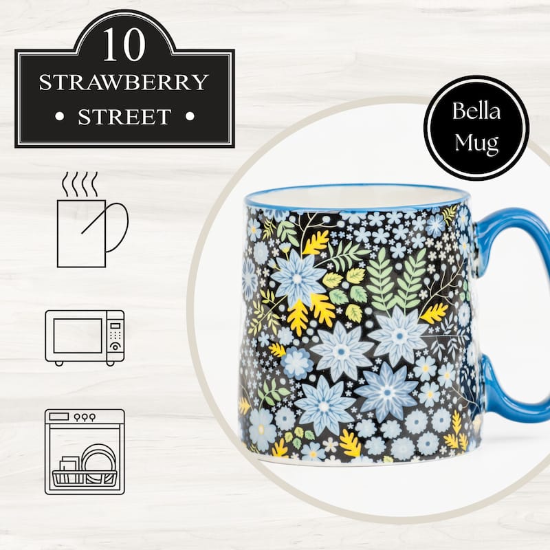 10 Strawberry Street Bella Flora Mugs, Set of 4