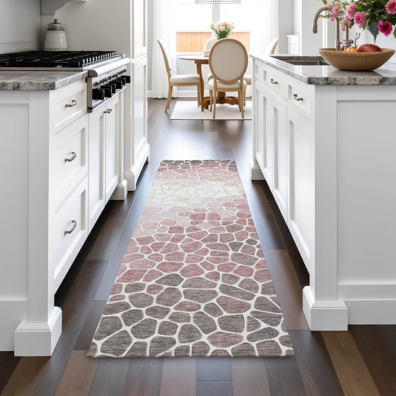 Machine Washable Indoor/Outdoor Contemporary Ombre Chantille Rug