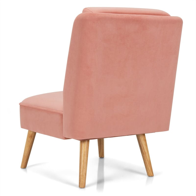 Velvet Accent Chair with Rubber Wood Legs for Living Room - 29.5" x 23.5" x 35" (L x W x H)
