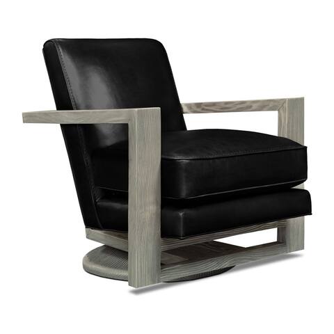 Monroe Leather Swivel Chair, Mid-Century Modern
