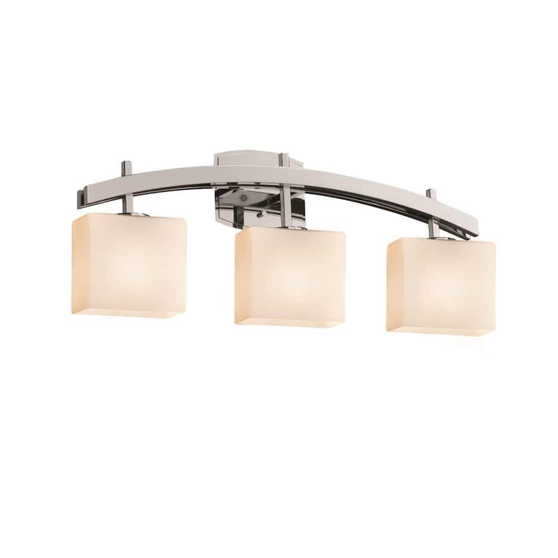 Justice Design Fusion Archway 3-light Polished Chrome Bath Bar, Opal Rectangle Shade - Polished Chrome, Opal